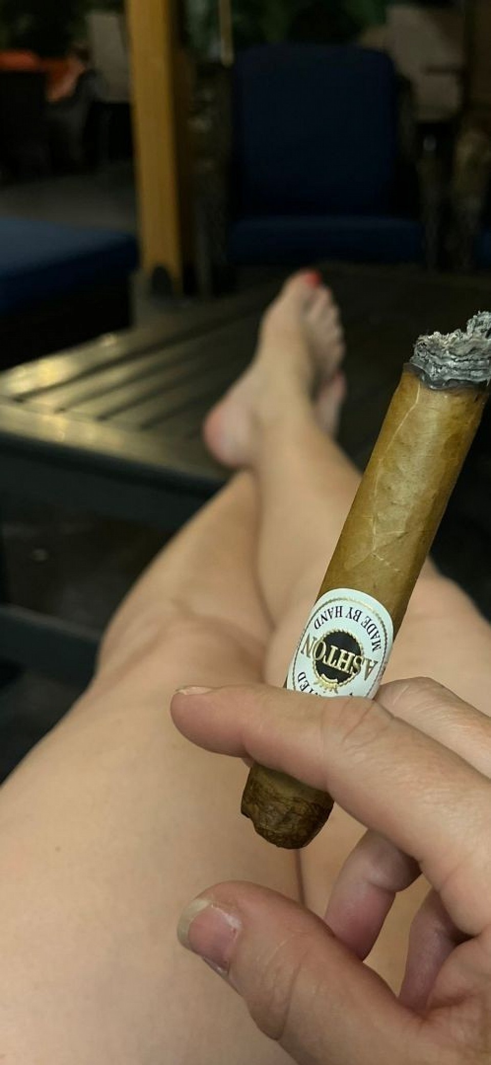 Smoking a cigar